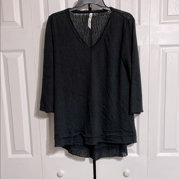 NY Collection Black High Low Tunic 3/4 Sleeve - Picture 1 of 12